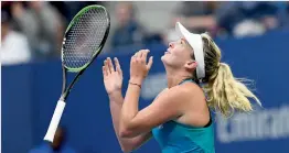  ?? — AFP ?? CoCo Vandeweghe celebrates her 6-3, 6-3 win over Karolina Pliskova.