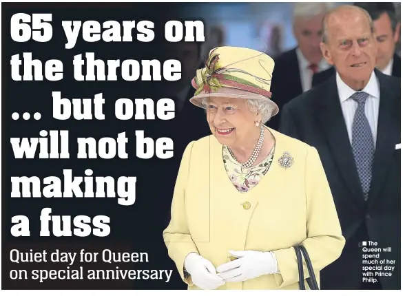  ??  ?? The Queen will spend much of her special day with Prince Philip.