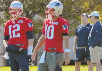  ?? STAFF FILE PHOTO BY CHRIS CRISTO ?? BIG CHANGES: With Jimmy Garoppolo shipped off to San Francisco, Bill Belichick has made it clear Tom Brady is the Patriots quarterbac­k now and for the future.