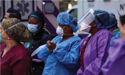  ??  ?? ‘Black workers are putting themselves at great personal risk in the healthcare field and fulfilling essential services.’ Photograph: William Volcov/Rex/Shuttersto­ck