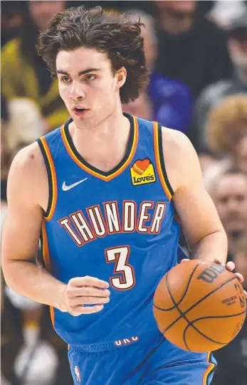  ?? ?? Josh Giddey starred on debut for Oklahoma City Thunder. Picture: Getty Images/AFP