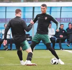  ?? Reuters ?? Portugal’s Cristiano Ronaldo in action during a training session at Kratovo in Moscow yesterday. Portugal kick off their World Cup campaign against Spain on June 15.