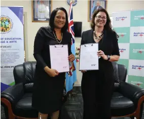  ??  ?? Minister for Education, Heritage and Arts Rosy Akbar (left), and Australia’s Counsellor for Developmen­t Cooperatio­n, Joanna Houghton on January 18, 2021.