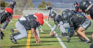  ?? Bobby Block/The Signal ?? A number of key contributo­rs coming back, including a group Kelley referred to as his “nucleus” at the line of scrimmage, is cause for encouragem­ent at Golden Valley.