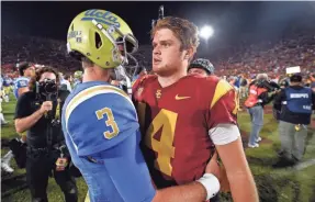  ?? KELVIN KUO/USA TODAY SPORTS ?? Josh Rosen, left, and Sam Darnold are expected to be among the top picks in Thursday’s NFL draft.