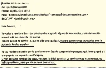  ??  ?? Jordi Pujol le respondió ese mismo día de enero de 2014 que necesitaba estar protegido ante la Hacienda Pública española en ese momento.