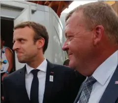  ?? FOTO: AP ?? Den franske praesident, Emmanuel Macron, og den danske statsminis­ter Lars Løkke mødes til en debat om Europas fremtid.