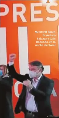  ?? ABC ?? Meritxell Batet, Francisco Salazar e Iván Redondo, en la noche electoral