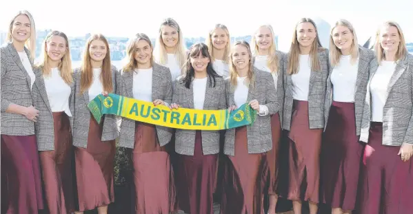  ?? Picture's DARREN LEIGH ROBERTS ?? READY TO SHINE: The Australian Diamonds squad, from left: Caitlin Bassett, Jamie-Lee Price, Steph Wood, Liz Watson, Gretel Tippett, Geelong’s Kelsey Browne, April Brandley, Paige Hadley, Jo Weston, Sarah Klau, Courtney Bruce and Caitlin Thwaites.