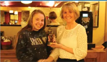  ??  ?? St Molaise Gaels recently held its awards night for the club’s U16s. Ellie McGowan was presented with the Player of the Year. Pic: St Molaise Gaels GAA.