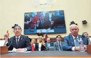  ?? CAROLYN KASTER/AP ?? Rep. Jamie Raskin, D-MD., left, joined by Sen. Ron Johnson, R-wis., testifies Thursday during the House Judiciary subcommitt­ee hearing.