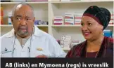  ?? ?? AB (links) en Mymoena (regs) is vreeslik opgewonde dat Kaashifa Rhafiek se bruid gaan word.