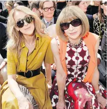  ?? VICTOR BOYKO/GETTY IMAGES ?? Celine Dion, left, and U.S. Vogue editor-in-chief Anna Wintour sat side by side at a show during Paris Couture Week.