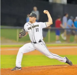  ?? COURTESY OF UCF ATHLETICS ?? UCF closer Bryce Tucker dials up his focus on the field and is relentless in his push to help the Knights win. The Lake Brantley alum owns a 1.84 ERA across 63 and 2/3 innings since the start of the 2017 season.