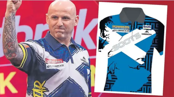  ?? ?? PROUD SCOT: Alan Soutar is also delighted to show off his love for his home town Arbroath ahead of the biggest month in the PDC’S calendar.