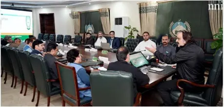  ?? ?? Peshawar: CM KP Sardar Ali Aman Khan Gandapur is presiding over a meeting of the Health Department.