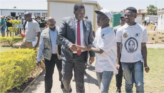  ?? Picture: Yeshiel Panchia ?? FACT-FINDING MISSION. Gauteng education MEC Panyaza Lesufi speaks with members of the Congress of South African Students at Mahlube Secondary School in Mamelodi East yesterday. His visit follows a report of an alleged sexual assault of a pupil .