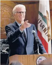  ?? MITCHELL HADDAD/NBC ?? Ted Danson stars as Mayor Neil Bremer in the NBC comedy “Mr. Mayor.” Holly Hunter plays the mayor’s chief rival, an ultraliber­al council member.