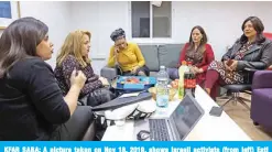  ??  ?? KFAR SABA: A picture taken on Nov 18, 2019, shows Israeli activists (from left) Esti Shushan, Rachel Morgerster­n, Hila Hassan Lefkowitz, Esther Twersky, and Yael Elimelech of the Nivcharot foundation, an ultra-Orthodox feminist group, during a work meeting. — AFP