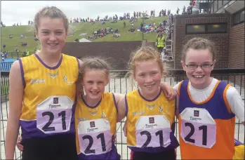  ??  ?? The Bree/Davidstown Under-12 girls, silver medal winners in the relay.