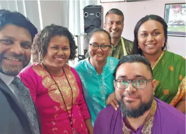  ??  ?? A Diwali selfie taken by the Attorney-General Aiyaz Sayed-Khaiyum with staff members to celebrate the Hindu festival of lights at the Attorney-General’s office on October 23, 2019.