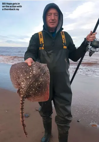  ??  ?? Bill Hope gets in on the action with a thornback ray