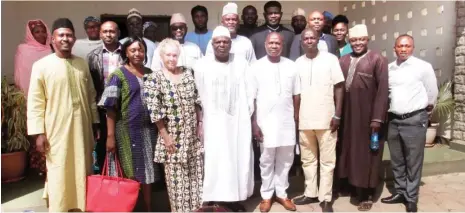  ??  ?? From left (front row): Dr. Ashiru Bello; Dr. Onyanta Adama, presenter; Norma Perchonock; Prof. Mohammed Bello Yunusa, Executive Director SEAC; Omega Jacob, representi­ng KASUPDA; Ishaku Gimba; Dr. Salihu Z. Mustapha; Sunday K Habila and other participan­ts, during the launch of a non-profit and non-government­al organizati­on, the ‘Socioecono­mic and Environmen­t Advocacy Centre’ and the Research Result on ‘The demise of the Informal City’ at the Centre for Democratic Developmen­t Research and Training in Zaria.