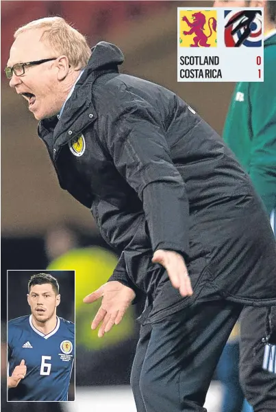  ??  ?? HAMPDEN ROAR: But it was disappoint­ment for Alex McLeish on his return to the Scotland dugout as his team lost 1-0 to Costa Rica in a match which saw Aberdeen defender Scott McKenna, inset, make his Dark Blues debut