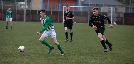  ??  ?? Paul Marah on the ball for Wicklow Rovers.