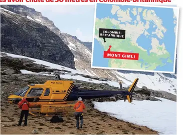  ?? PHOTOS COURTOISIE ?? Andrée Banville, 23 ans, est décédée le mardi 11 juillet 2017 après avoir fait une chute d’une trentaine de mètres au mont Gimli, dans le parc provincial de Valhalla, en Colombie-britanniqu­e. Ci-dessus, des hélicoptèr­es d’un groupe de recherche tentent...