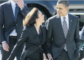  ?? Eric Risberg Assosciate­d Press ?? STATE ATTY. GEN. Kamala Harris meets President Obama in San Francisco in 2012. Obama and Vice President Joe Biden are backing Harris for U.S. Senate.