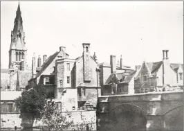  ??  ?? A historic photo of St. Mary’s Church Tower in Stamford, England, taken sometime during the late-19th and early-20th centuries, from the book “Stamford Town Hall Archives, The Magic Lantern Slides of Henry Traylen.”