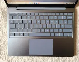  ??  ?? A large, slick trackpad dominates the Surface Laptop Go’s keyboard.