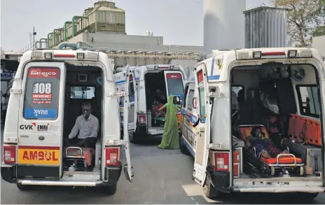  ?? Reuters ?? Patients in some parts of India are having to wait in ambulances for treatment because hospitals have run out of beds