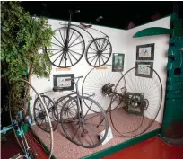  ??  ?? Early models on display at the lational aycle Museum. The collection comprises more than 200 bicycles