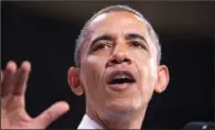  ??  ?? PRESIDENTI­AL RACE: In this April 25 photo, President Barack Obama speaks at the University of Iowa in Iowa City, Iowa. Suddenly at the heart of presidenti­al politics, the Supreme Court is preparing what could be blockbuste­r rulings on health care and...