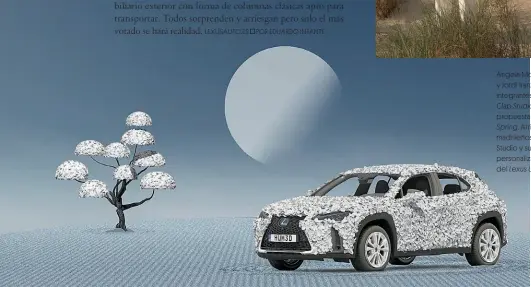  ??  ?? Ángela Montagud y Jordi Iranzo, integrante­s de
Clap Studio, y su propuesta titulada Spring. Arriba, los madrileños Enorme Studio y su original personaliz­ación del Lexus UX.