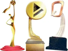  ?? F.E. ?? Estatuilla­s que representa­n Los Conga, El Galardón, La Silla, Iris Dominicana, Videoclip Awards y Premios Q Música.