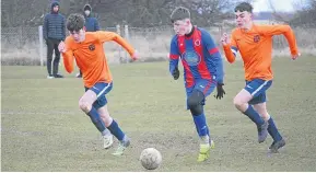  ??  ?? Fairmuir U/16 (tangerine) downed Monifieth 1-0 in the Queen’s Jubilee Cup second round two weeks back.