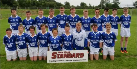  ??  ?? The Ballyhogue players who remain unbeaten in the New Ross Standard Under-14 football championsh­ip.