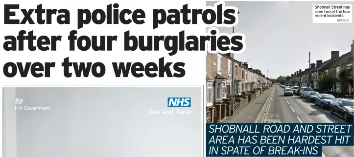  ?? GOOGLE ?? Shobnall Street has seen two of the four recent incidents