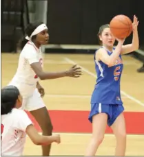  ?? SUBMITTED PHOTO ?? Oneida junior guard Ella Rainbow finds breathing room for a jumper during a win over Utica Notre Dame in 2020.