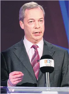  ??  ?? WINNER: Nigel Farage during a debate with Nick Clegg