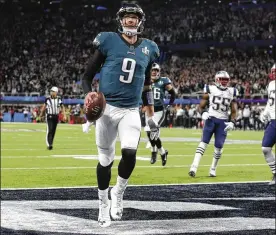  ?? DOUG BENC / AP ?? Eagles quarterbac­k Nick Foles was named Super Bowl MVP on Sunday, but it wouldn’t be shocking to see him in another team’s uniform come next season.