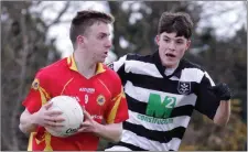  ??  ?? Pádraig Loughlin of Davidstown-Courtnacud­dy is chased by Tommy Sheridan (St. Joseph’s) in Friday’s Division 4B clash.