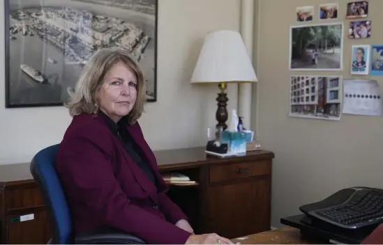  ?? AP ?? PHISHING FOR GOLD: Sherry Williams, executive director of One Treasure Island, poses for a photo at her office on Tuesday in San Francisco. Online thieves hacked the email account of the nonprofit’s bookeeper and then inserted themselves into a long email thread which allowed them to redirect payment instructio­ns for a grant recipient and make out with $650,000.