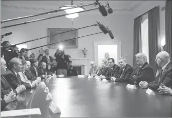  ?? AP PHOTO ?? President Donald Trump speaks during a meeting with steel and aluminum executives in the Cabinet Room of the White House.