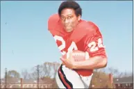  ?? Associated Press ?? In this undated photo provided by the University of Georgia Athletic Department, Georgia running back Horace King poses in Athens, Ga. The Georgia Bulldogs will be honoring a group of their most influentia­l players Saturday during a game against South Carolina. Richard Appleby, Horace King, Chuck Kinnebrew, Clarence Pope and Larry West were the first Black players to receive scholarshi­ps to play football between the hedges — hallowed turf that had long been the domain of white players only.