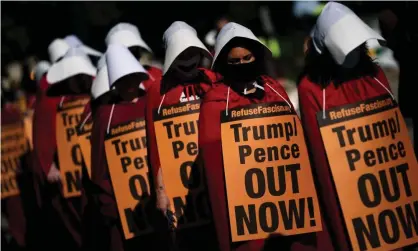  ?? Photograph: Drew Angerer/Getty Images ?? Opponents of nominee Amy Coney Barrett demonstrat­e outside the supreme court in Washington.