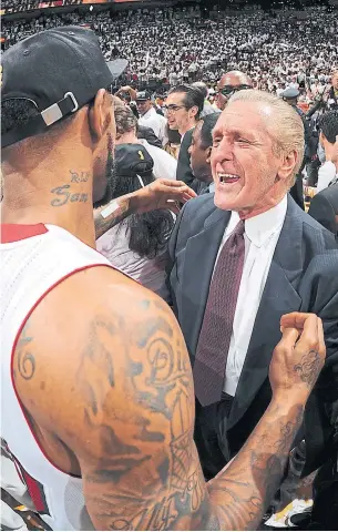  ?? ANDREW D. BERNSTEIN GETTY IMAGES ?? Some believed Pat Riley’s comment about attaching an asterisk to the 2020 NBA Finals was a shot at LeBron James, who left Riley and the Miami Heat after winning two titles.